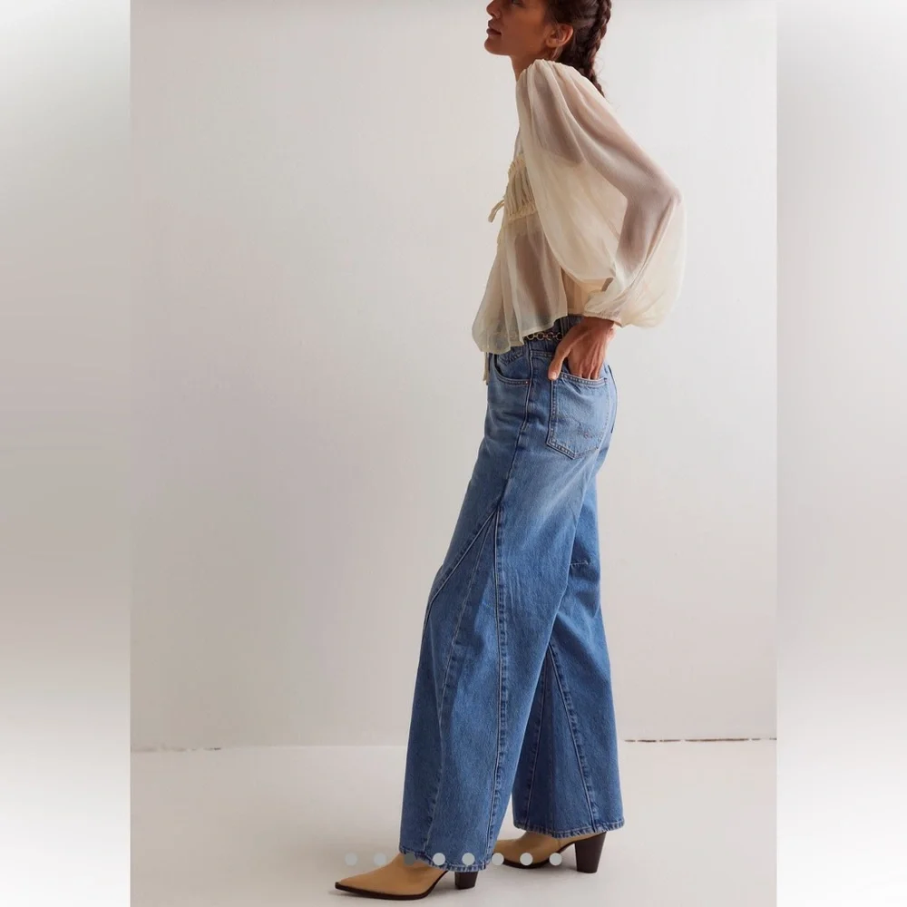 Free People We The Free Eden High Slouchy Flare Wide Leg Jeans - Picture 4 of 11